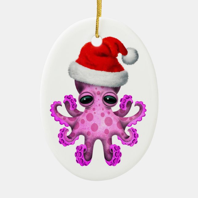Niedliche rosa Baby-Kraken-tragendes Keramikornament (Vorne)