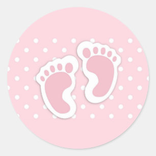 Niedliche rosa Baby-Mädchen-Abdrücke Runder Aufkleber