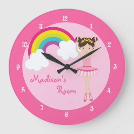 Niedliche rosa Ballerina Große Wanduhr