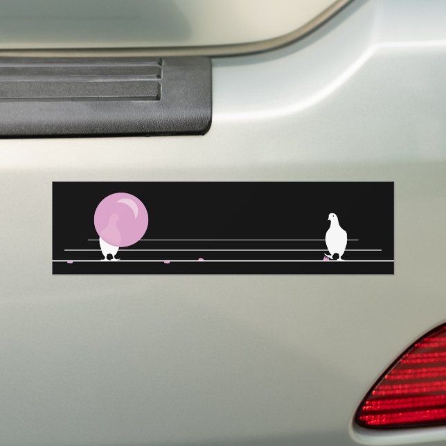 Niedliche Rosa-Blase-Birds auf einem Drahtschwarz Autoaufkleber (Auf Auto)