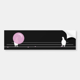 Niedliche Rosa-Blase-Birds auf einem Drahtschwarz Autoaufkleber