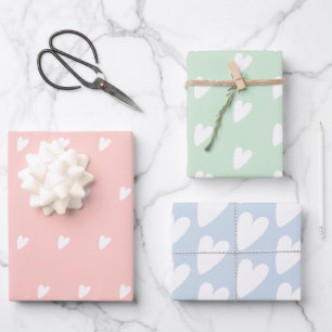 Niedliche rosa blaue Herz-Umhüllungspapierblätte Geschenkpapier Set