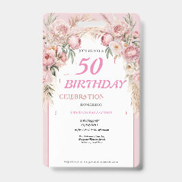 Niedliche rosa Blume Geburtstag Ausweis