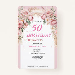 Niedliche rosa Blume Geburtstag Ausweis