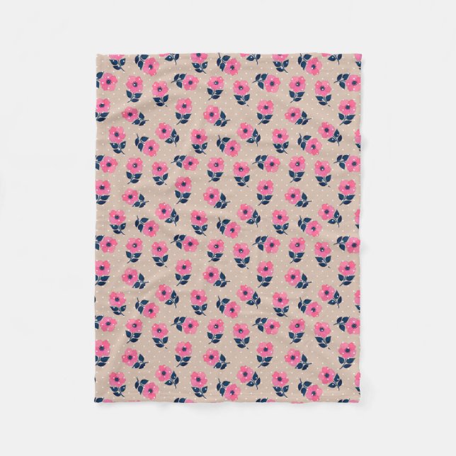Niedliche rosa Blume Modernes Dekorationsmuster Fleecedecke (Vorderseite)