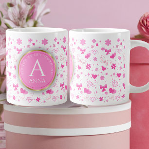 Niedliche rosa Blume nahtloses Muster, Girl-Floral Jumbo-Tasse