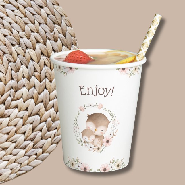 Niedliche Rosa Blumenwaldlandkuchen Kinderdusche Pappbecher (Von Creator hochgeladen)