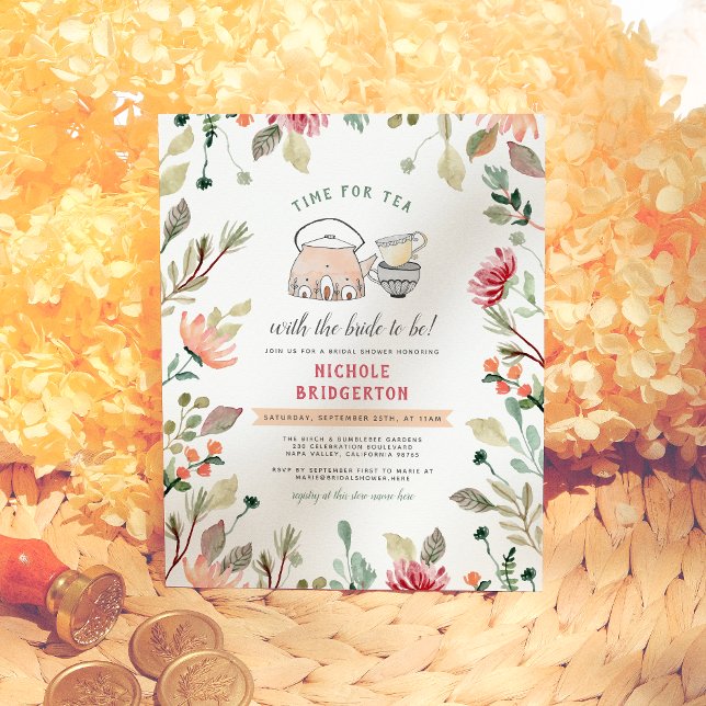 Niedliche Rosa Blumenzeit für Tee-Brautparty (Von Creator hochgeladen)