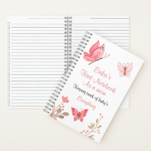 Niedliche rosa Blütenschmetterlinge Behielt Babysp Notizbuch
