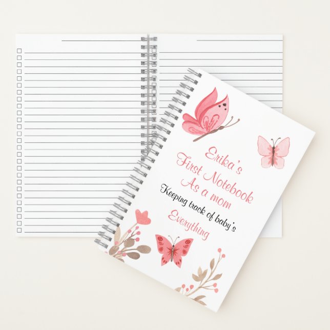 Niedliche rosa Blütenschmetterlinge Behielt Babysp Notizbuch (Innen)