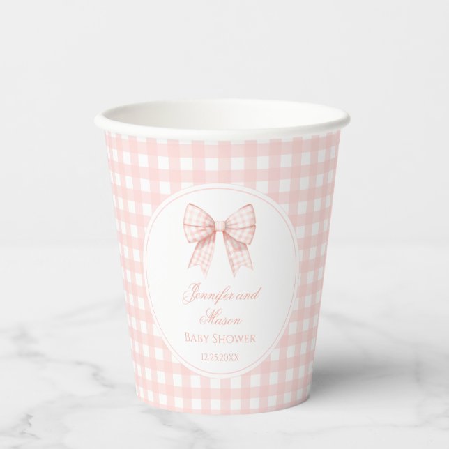 Niedliche Rosa Bogen-Prebi-Babydusche Pappbecher (Vorderseite)