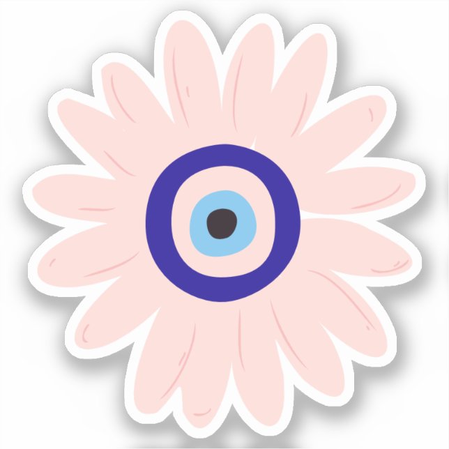 Niedliche Rosa Böse Augen Blume Aufkleber (Vorderseite)