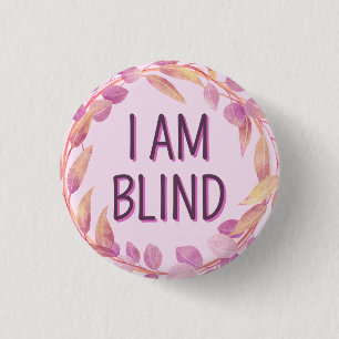 Niedliche rosa botanische Blätter Ich bin Blind Button