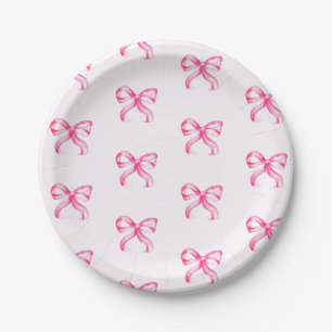 Niedliche Rosa Bow Coquette Muster Babydusche Pappteller