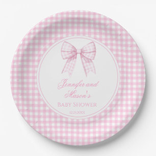 Niedliche Rosa Bugband Babydusche Pappteller