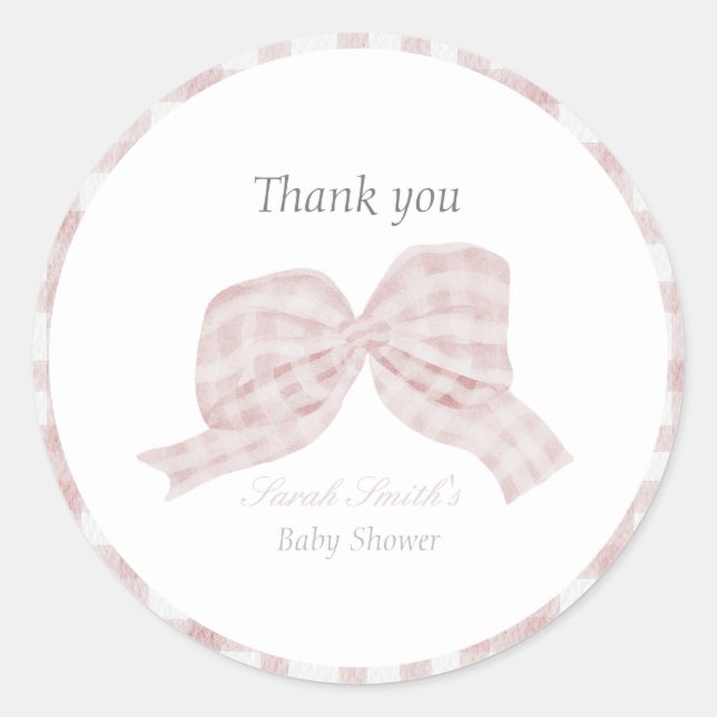 Niedliche Rosa Bugband Babydusche Runder Aufkleber (Vorderseite)