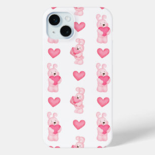 Niedliche rosa Bunnies mit Herz-Muster Case-Mate iPhone Hülle