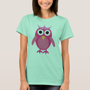 Niedliche rosa Cartoon-Eulen-Prinzessin T-Shirt