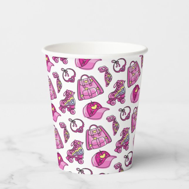 Niedliche Rosa Coole Girl-Dinge Pappbecher (Rückseite)