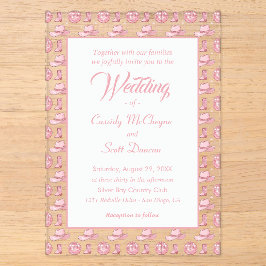 Niedliche Rosa Cowgirl Country Wedding Acryleinladungen