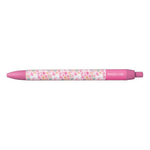 Niedliche Rosa Einhorn-Blume Personalisiert Name Kugelschreiber