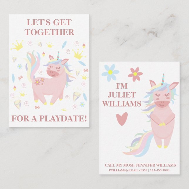 Niedliche Rosa Einhorn Mommy Calling Card Visitenkarte (Vorne/Hinten)