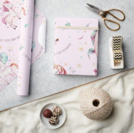 Niedliche, rosa Einhörner machen Ihre eigene Babyd Geschenkpapier