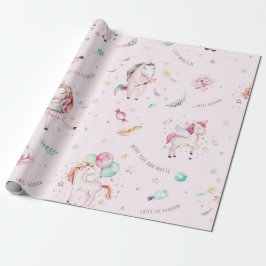 Niedliche, rosa Einhörner machen Ihre eigene Babyd Geschenkpapier