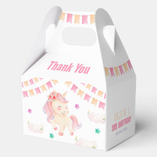 Niedliche Rosa Einhornjagdflagge Geburtstag Geschenkschachtel