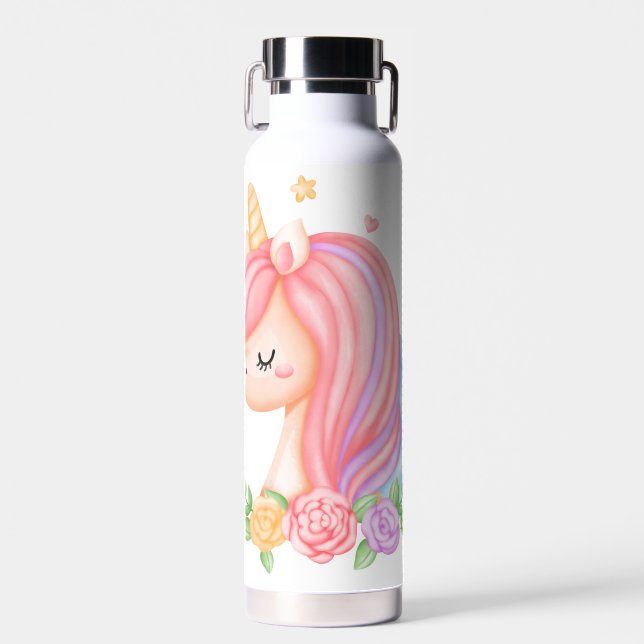 Niedliche Rosa Einhornkinder Trinkflasche (Vorne)