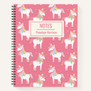 Niedliche rosa Einhornmuster Personalisierte Hinwe Notizbuch