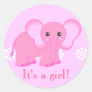 Niedliche rosa Elefant-Aufkleber - es ist ein Runder Aufkleber