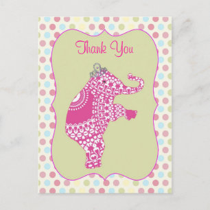 Niedliche rosa Elefantenprinzessin danke Ihnen Kar Postkarte