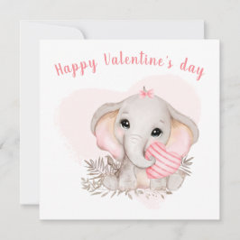 Niedliche Rosa Elephant Heart Girl Valentine Tages Karte