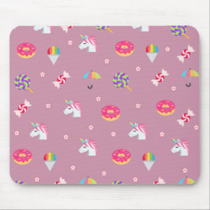 niedliche rosa Emoji unicorns Blume lollipops Mousepad