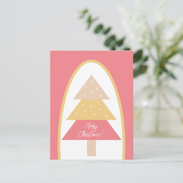 Niedliche Rosa erthy Tones Frohe Weihnachtsbaum Postkarte (Stehend Vorderseite)