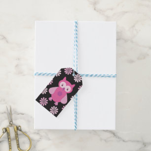Niedliche Rosa Eule Geschenkanhänger