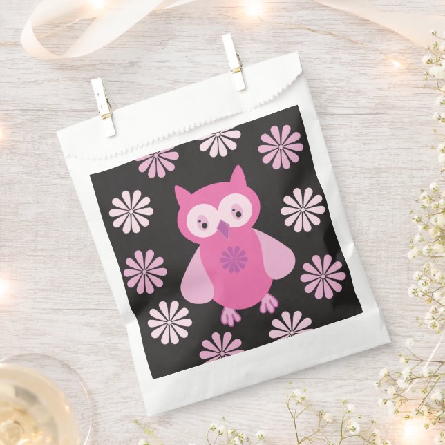 Niedliche Rosa Eule Geschenktütchen (Ausgeschnitten)