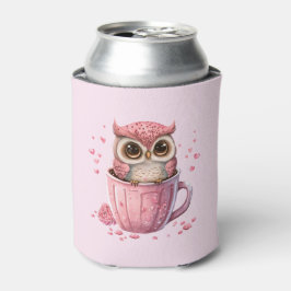 Niedliche rosa Eule im Cup Dosenkühler