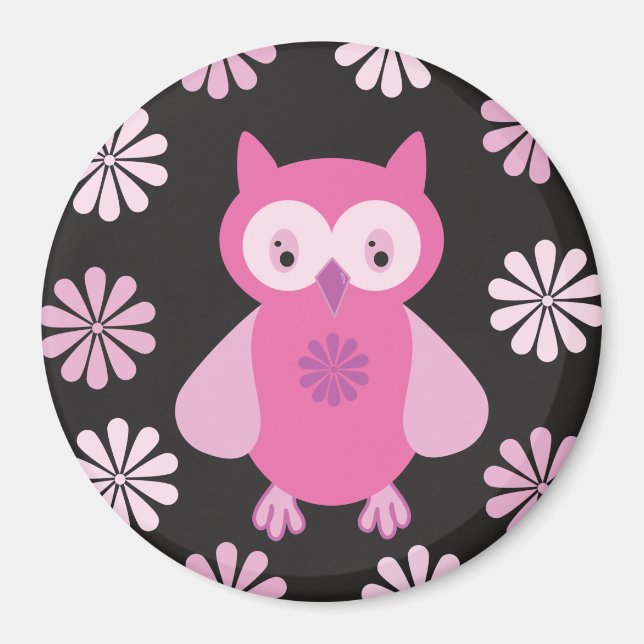Niedliche Rosa Eule Magnet (Vorne)