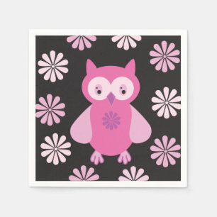 Niedliche Rosa Eule Serviette