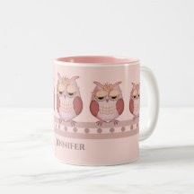 Niedliche Rosa Eule und individuelle Name