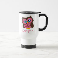 Niedliche rosa Eulen-personalisierte Reise-Tasse