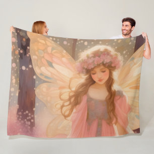 Niedliche Rosa Fairy Fantasy Malerei Fleecedecke