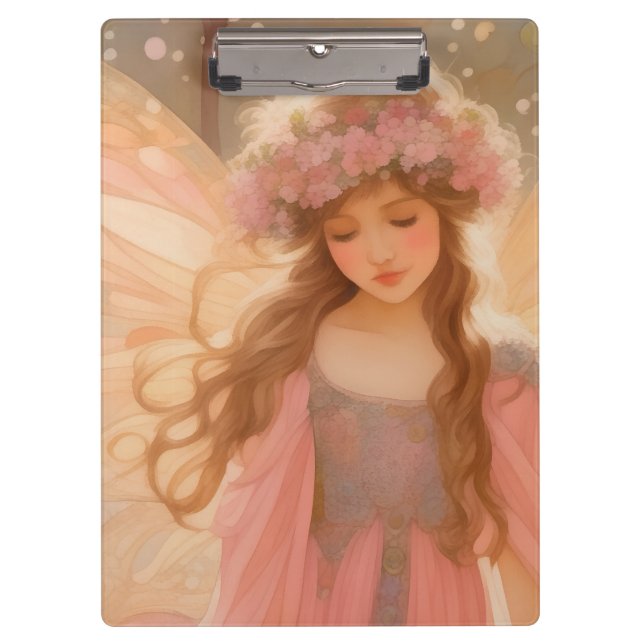 Niedliche Rosa Fairy Fantasy Malerei Klemmbrett (Vorderseite)