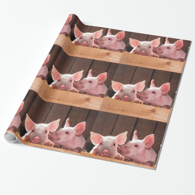 Niedliche rosa Ferkel Tierfotografie Muster Geschenkpapier (Ungerollt)