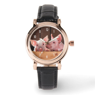 Niedliche rosa Ferkel Tierfotos Armbanduhr