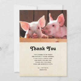Niedliche rosa Ferkel Tierfotos Dankeskarte