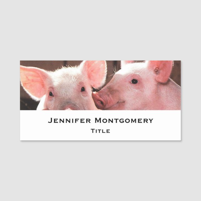Niedliche rosa Ferkel Tierfotos Namensschild (Vorderseite)