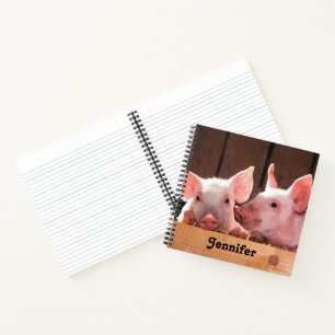 Niedliche rosa Ferkel Tierfotos Notizbuch